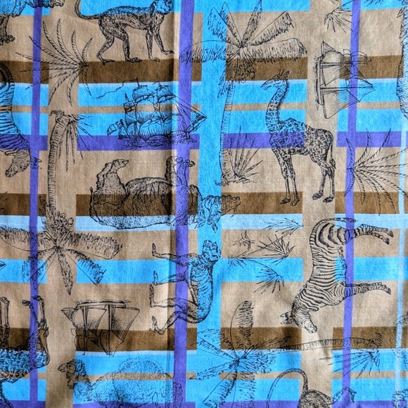 Vintage Diane von Furstenberg Purple Orange Safari Zoo Animal Print Square Scarf - Picture 3 of 10